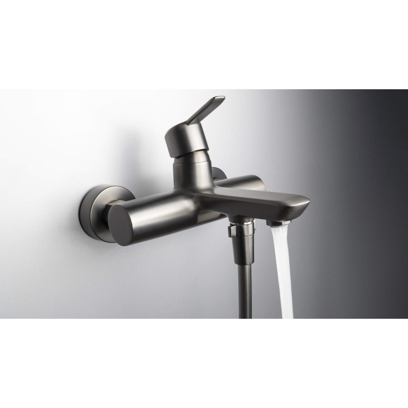 Elegancka Bateria Wannowa Ścienna Titanium - Jednouchwytowa, Mosiężna, Gwarancja 7 Lat