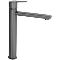 Bateria umywalkowa premium: elegancja titanium, jednouchwytowa z aeratorem silikonowym