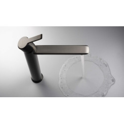 Bateria umywalkowa premium: elegancja titanium, jednouchwytowa z aeratorem silikonowym