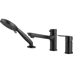 Elegancka Bateria Wannowa NERO 3-otworowa z Mosiądzu - Klasa Przepływu A, Gwarancja 7 Lat