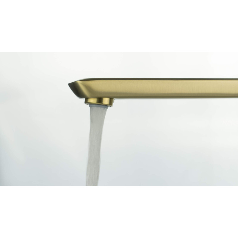 Elegancka Bateria Umywalkowa Złoto Szczotkowane z Wysokim Profilowanej Główką