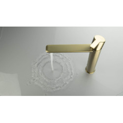 Elegancka Bateria Umywalkowa Złoto Szczotkowane z Wysokim Profilowanej Główką