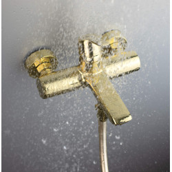 Złota Bateria Wannowa Elegance – Jednouchwytowy Luksus z Mosiądzu