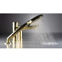 Złota Elegancja: Nowoczesna Bateria Wannowa 3-otworowa z Mosiądzu