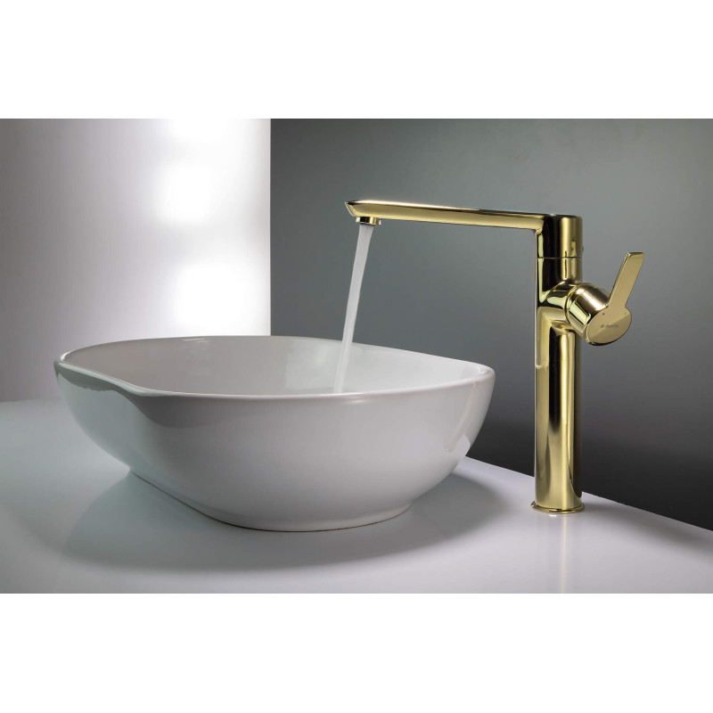 Złota Baterie Elegant: Mosiężna Wysoka Klasa z Obracaną Wylewką i Silikonowym Aeratorem