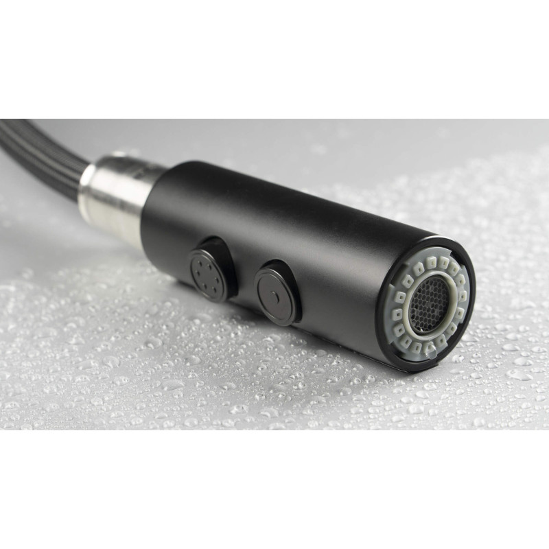 Bateria kuchenna Nero z wyciąganą wylewką, stal 304, 2 funkcje, strumień precyzyjny