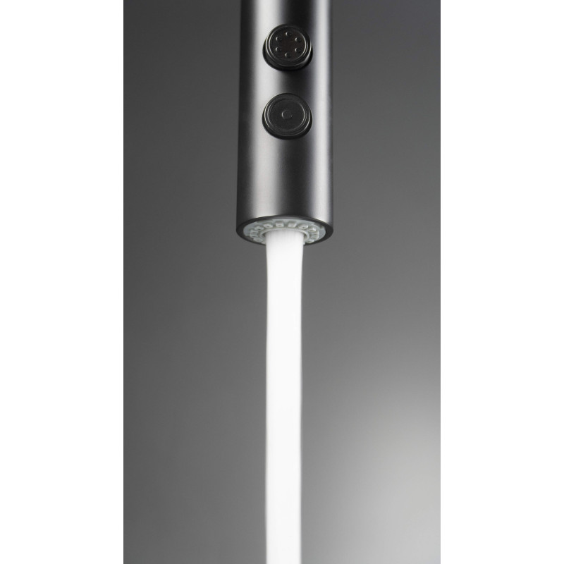 Bateria kuchenna Nero z wyciąganą wylewką, stal 304, 2 funkcje, strumień precyzyjny