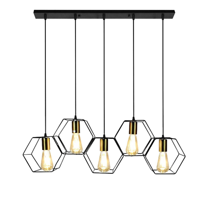 Elegancka Lampa Wisząca Czarna-Złota APP1133-5CP dla Stylowych Wnętrz