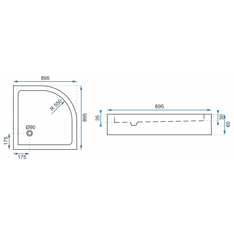 Kwadratowy brodzik LOOK biały 90x90 cm - Elegancja i funkcjonalność do Twojej łazienki