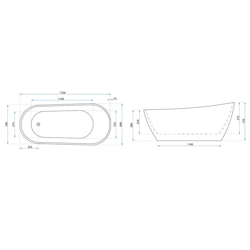 Stylowa Wanna CORI 170 - Nowoczesna Wolnostojąca Wanna Akrylowa do Twojej Łazienki