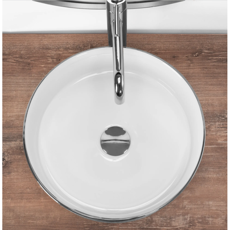 Elegancka Umywalka Nablatowa SAMI Brush Silver/White - Nowoczesny Design