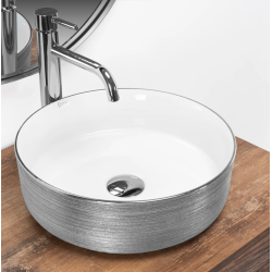 Elegancka Umywalka Nablatowa SAMI Brush Silver/White - Nowoczesny Design