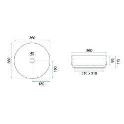 Elegancka Umywalka Nablatowa SAMI Brush Silver/White - Nowoczesny Design
