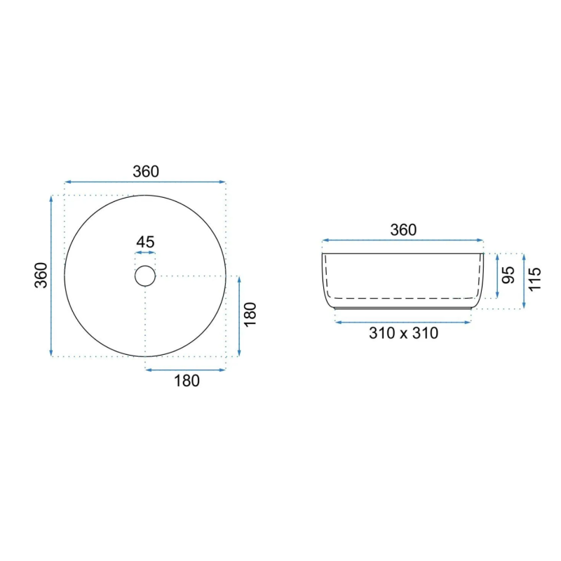 Elegancka Umywalka Nablatowa SAMI Brush Silver/White - Nowoczesny Design