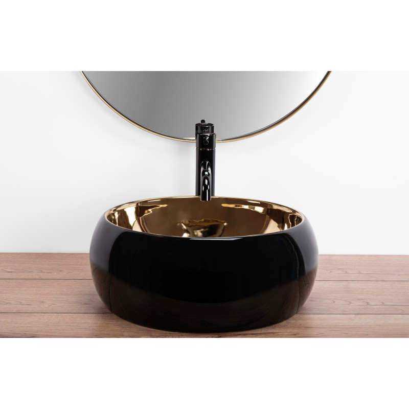 Wyjątkowa Umywalka Luna - Luksusowy Akcent w Kolorach Czerni i Złota na Twoim Blacie
