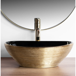 Zjawiskowa Umywalka SOFIA, Złoty Mat/Czarny - Elegancja Nablatowa