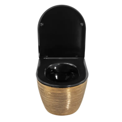 Ekskluzywna WC Carlo Mini w Złotym Macie z Czarnymi Elementami - Styl i Klasa w Twoim Wnętrzu