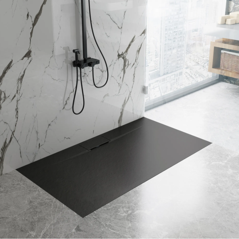 Stylowy Brodzik Bazalt Long Black 80x100 – Elegancja w Twojej Łazience