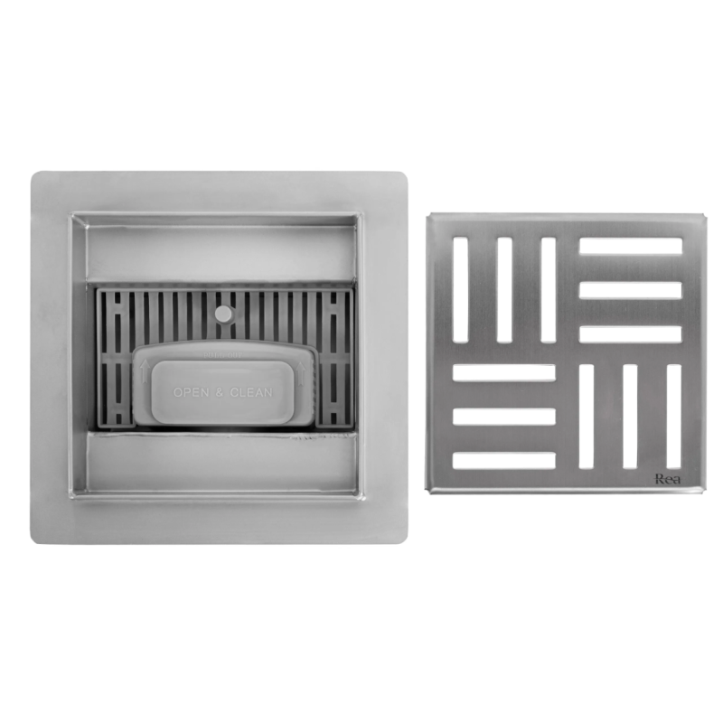 Elegancki Odpływ Podłogowy CROSS 150x150 - Szczotkowany Design