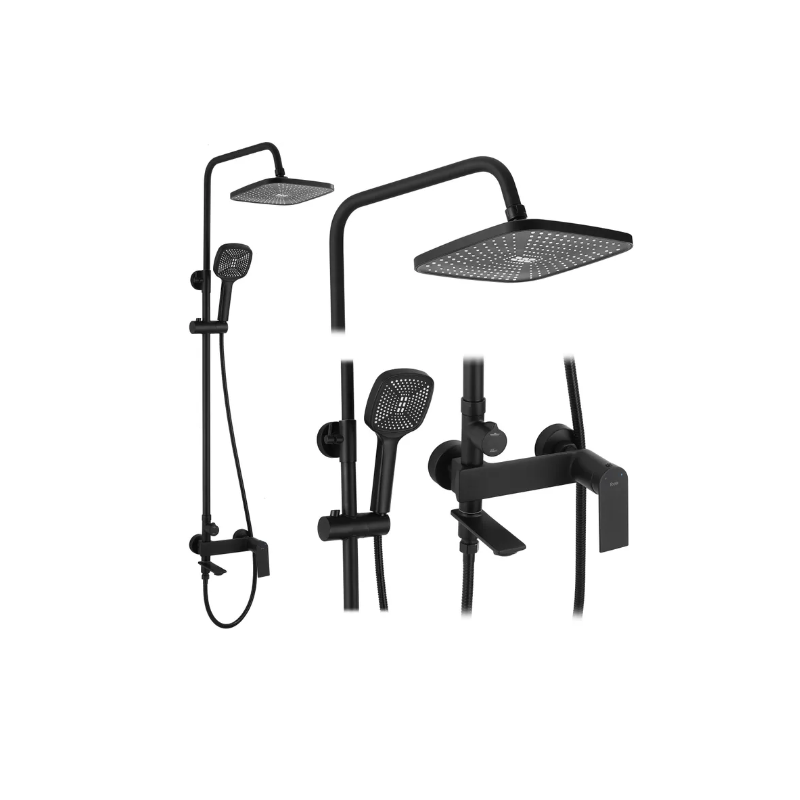 Elegancki Zestaw Prysznicowy STORM Czarny - Nowoczesny Design, Idealny do Każdej Łazienki!