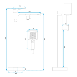 Złota Bateria Wannowa Podłogowa MY2061 - Elegancja w Twojej Łazience!