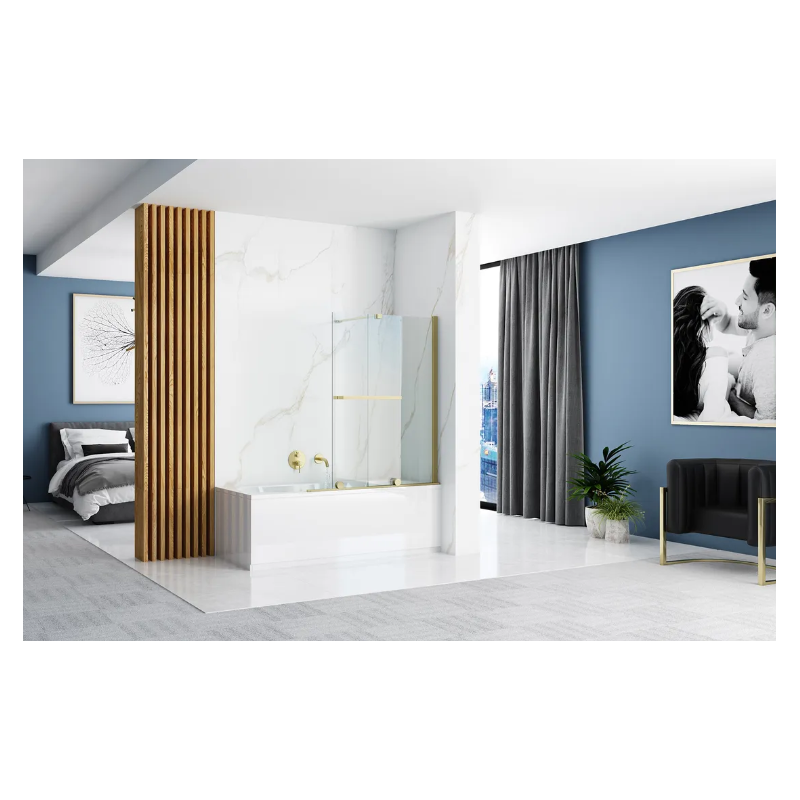 Złoty Parawan Wannowy FABIAN 100 - Elegancja i Funkcjonalność w Twojej Łazience