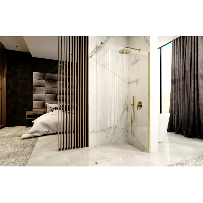 Złota Ścianka Prysznicowa AERO 110 – Luksusowy Akcent Twojej Łazienki