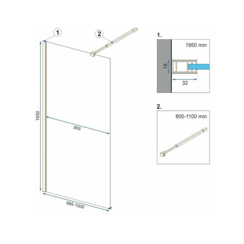 Złota Ścianka Prysznicowa AERO 110 – Luksusowy Akcent Twojej Łazienki