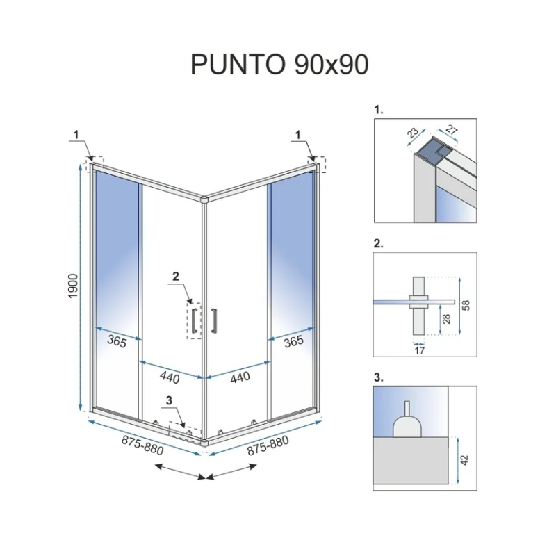 Luksusowa Kabina Prysznicowa Punto Gold 90x90 - Elegancja i Styl łazienki