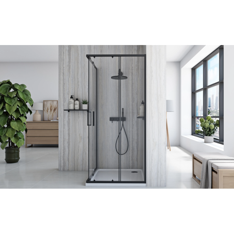 Elegancka Kabina Prysznicowa CITY BLACK 80x80 - Nowoczesny Design dla Twojej Łazienki