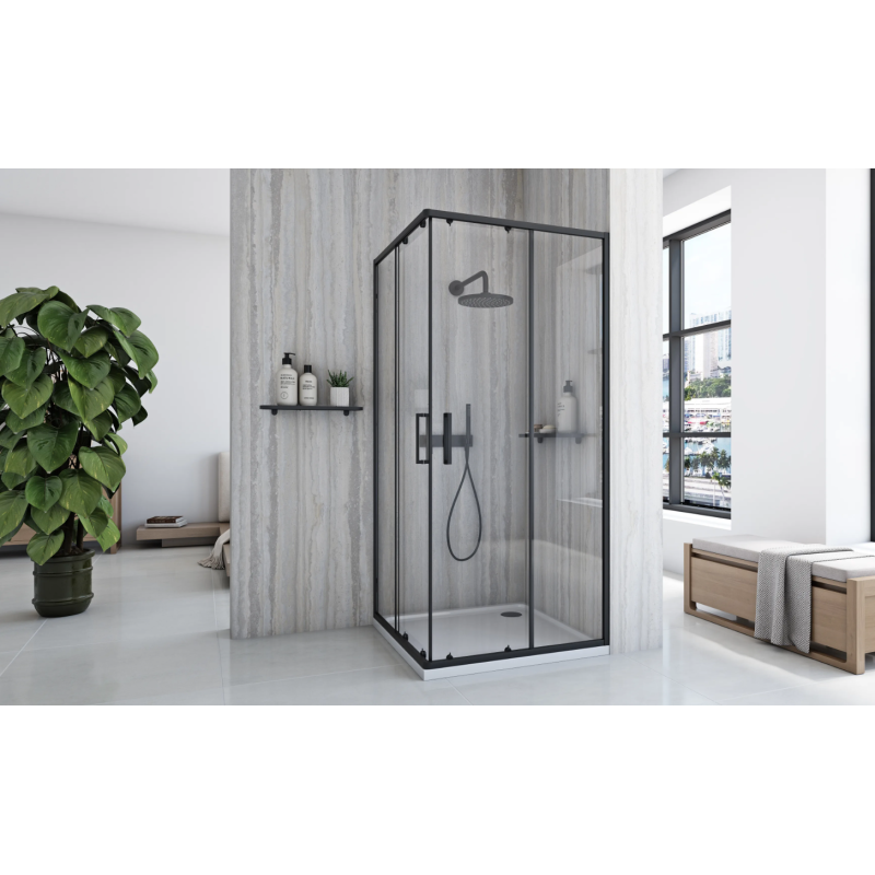 Elegancka Kabina Prysznicowa CITY BLACK 80x80 - Nowoczesny Design dla Twojej Łazienki