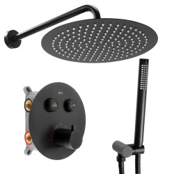 Elegancki Zestaw Natryskowy LUNGO Czarny z Termostatem - Komfort i Styl w Łazience!