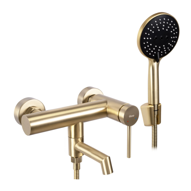 Elegancka Bateria Wannowa Foss JS-701303BG w Złocistym Szczotkowanym Wykończeniu