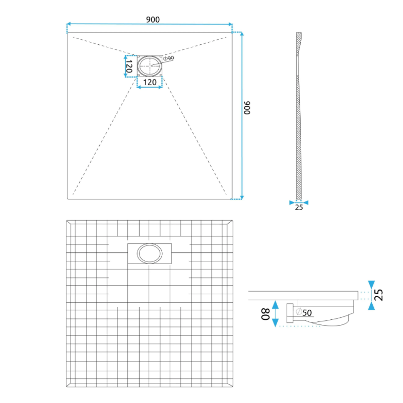 Nowoczesny Brodzik MAGNUM Szary 80x100 – Styl i Funkcjonalność w Twojej Łazience!