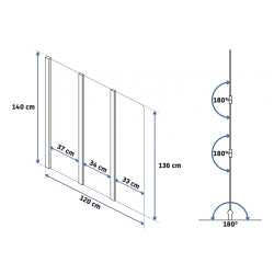 Ekskluzywny Parawan Wannowy Agat z Złotym Akcentem - 120 cm