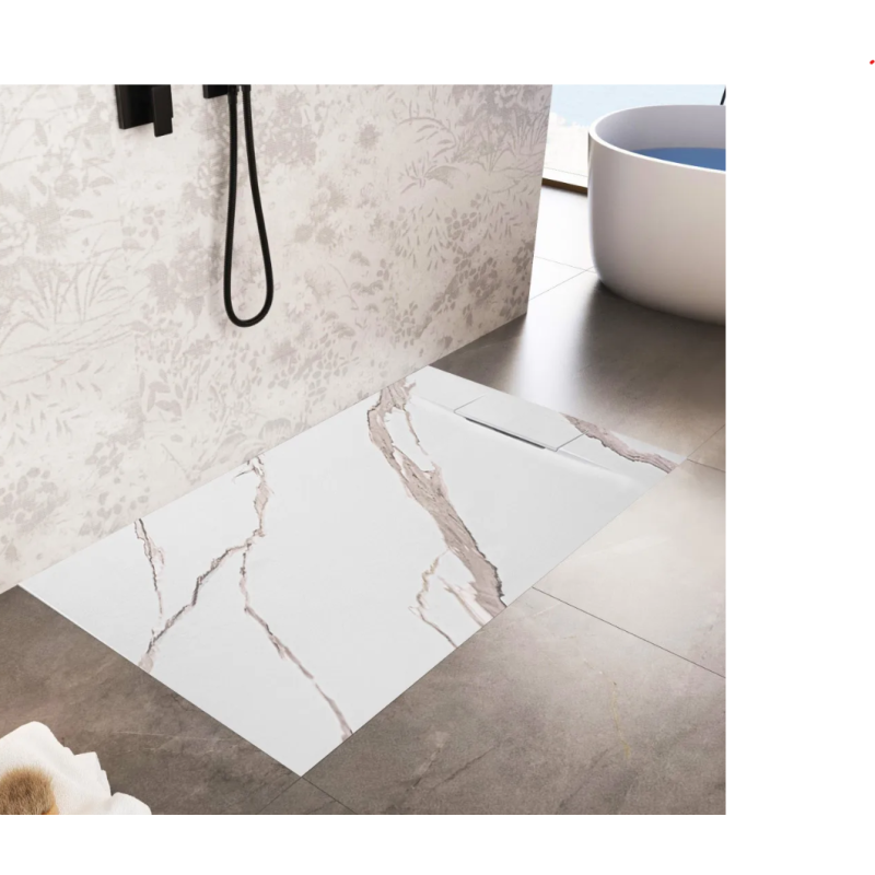 Designowy Brodzik Bazalt Carrara White 90x90 - Styl i Komfort w Twojej Łazience