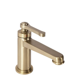 Elegancka Bateria Umywalkowa MONACO Niska Szczotkowane Złoto