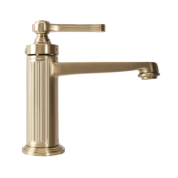 Elegancka Bateria Umywalkowa MONACO Niska Szczotkowane Złoto