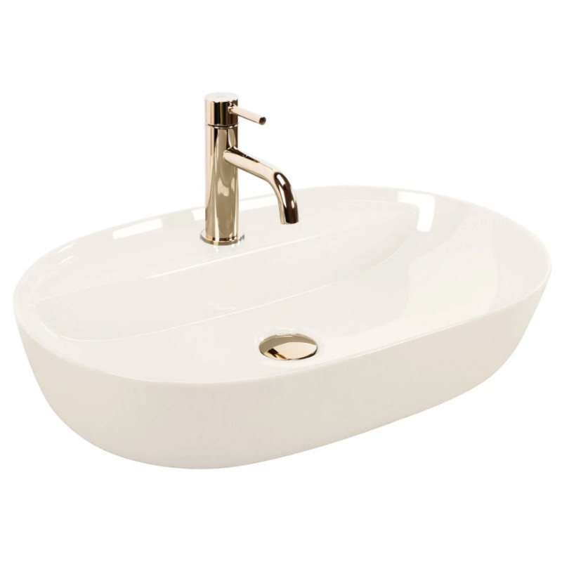 Elegancka Umywalka Nablatowa AURA 61 w Błyszczącej Ecru