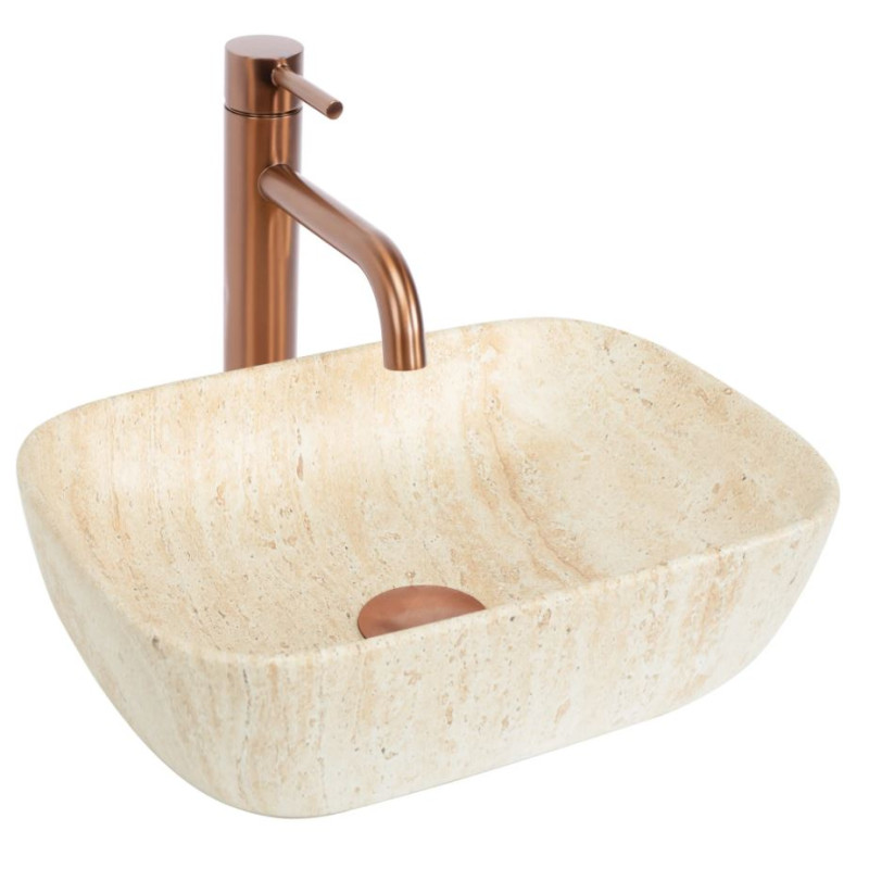 Elegancka Umywalka Belinda Mini w Kamieniu Travertine - Stylowy Dodatek do Łazienki