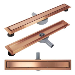 Elegancki Odpływ Neox Pro - Szczotkowana Miedź 700 mm dla Nowoczesnej Łazienki