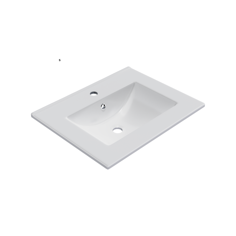 As umywalka meblowa 61x46,5 cm prostokątna z otworem na baterię, biały połysk