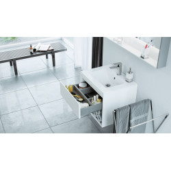 As umywalka meblowa 61x46,5 cm prostokątna z otworem na baterię, biały połysk