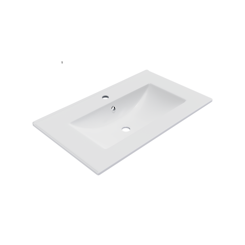 As umywalka meblowa 81x46,5 cm  prostokątna z otworem na baterię, biały połysk