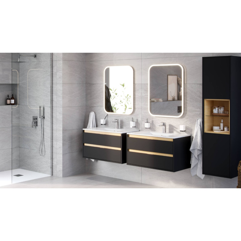 As umywalka meblowa 81x46,5 cm  prostokątna z otworem na baterię, biały połysk