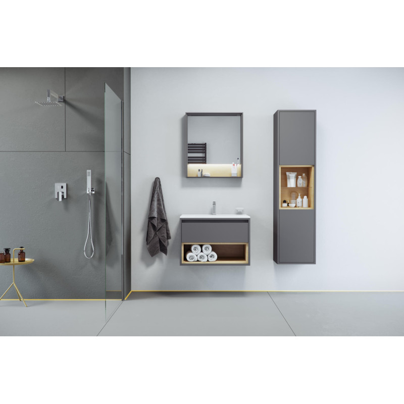 Tuto szafka wisząca 80 cm podumywalkowa  1 szuflada, szary/dąb