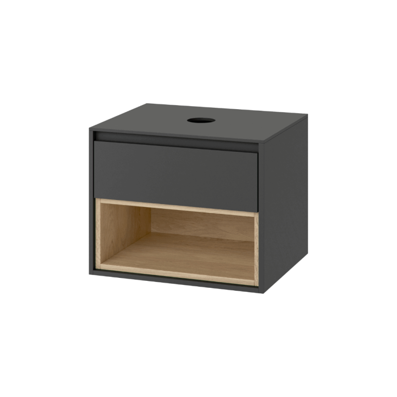Tuto szafka wisząca 60 cm podumywalkowa  z blatem, szary/dąb