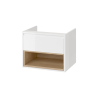Tuto szafka wisząca 60 cm podumywalkowa  1 szuflada, biały połysk/dąb