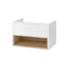 Tuto szafka wisząca 80 cm podumywalkowa  1 szuflada, biały połysk/dąb