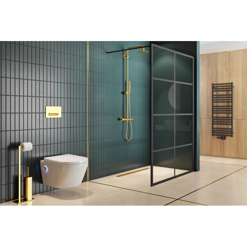 Fabrika walk-in wspornik kabiny 120 cm do docięcia, czarny mat